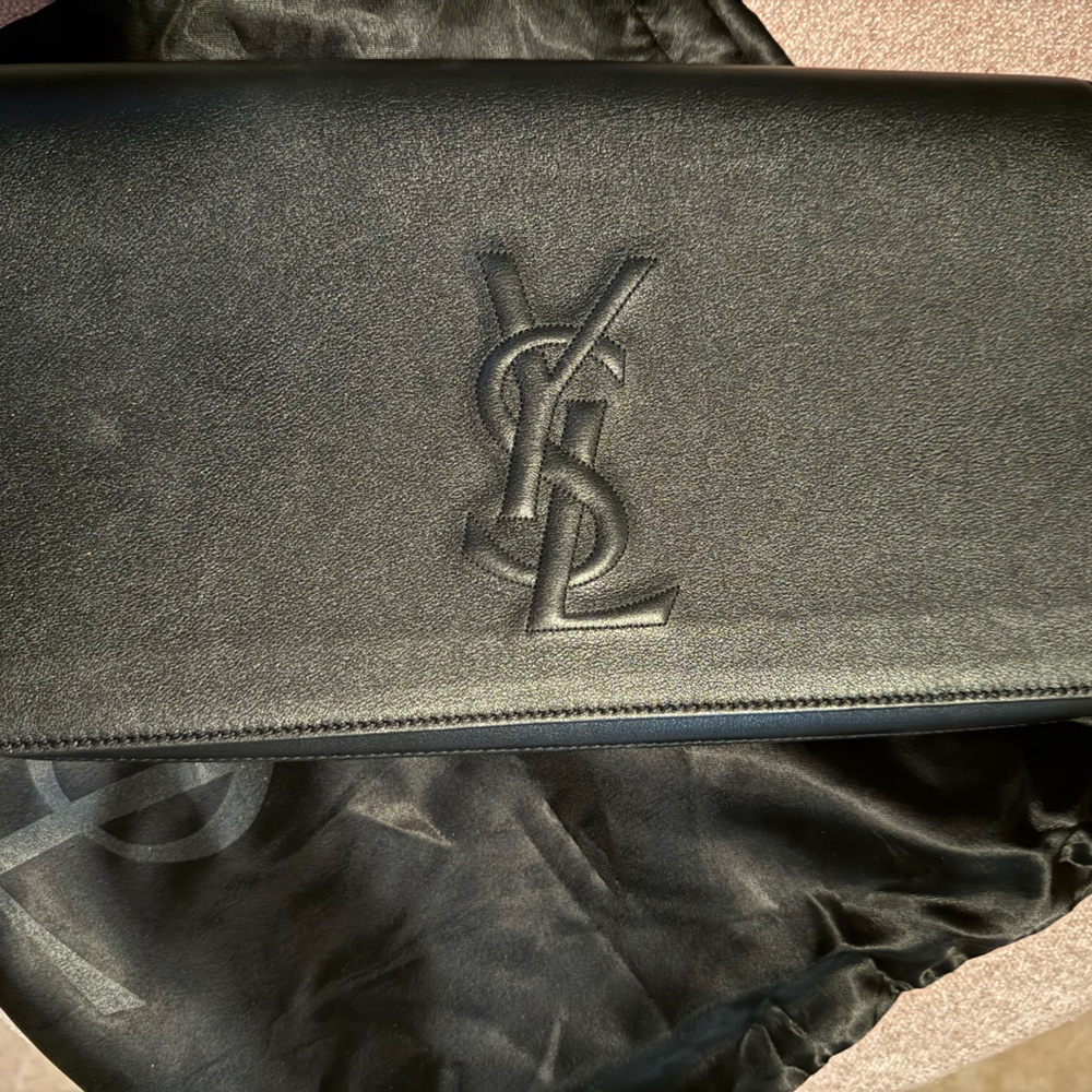 Yls large black clutch barely used